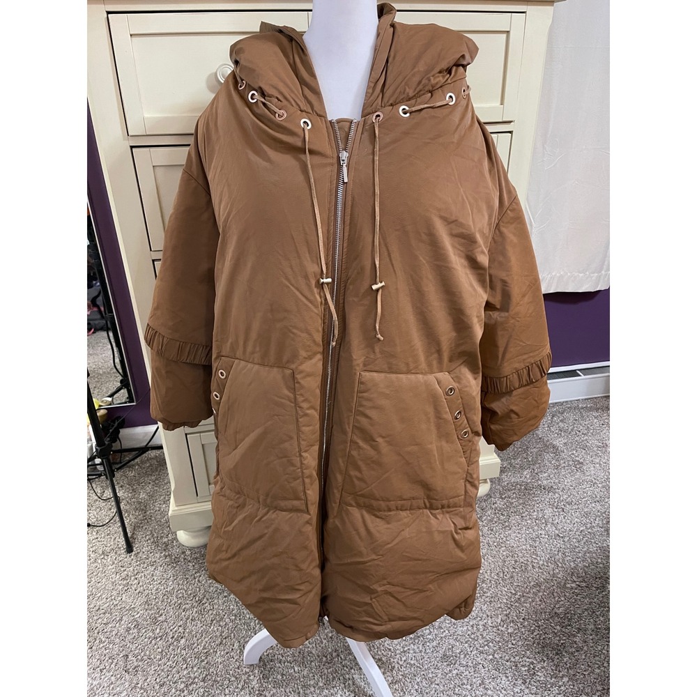 Nap Loungewear Take a nap Women's Tan Oversized Hooded Down Parka M